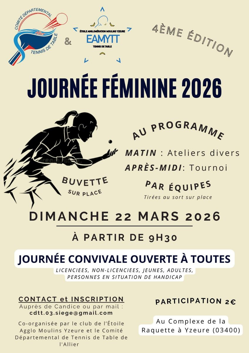 Journée féminine - le 22 mars 2026 à La Raquette