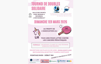 Tournoi double solidaire Bourbon le 01/03/2026